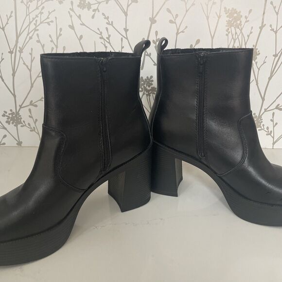 House of Harlow 1960 Hawthorne Ankle Boot Black Leather Chunky Heel size 10 NWO - Picture 8 of 14